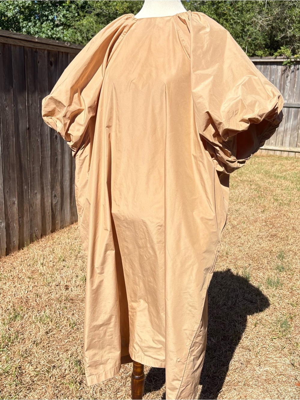 H&M Tan Balloon-Sleeve Midi Dress